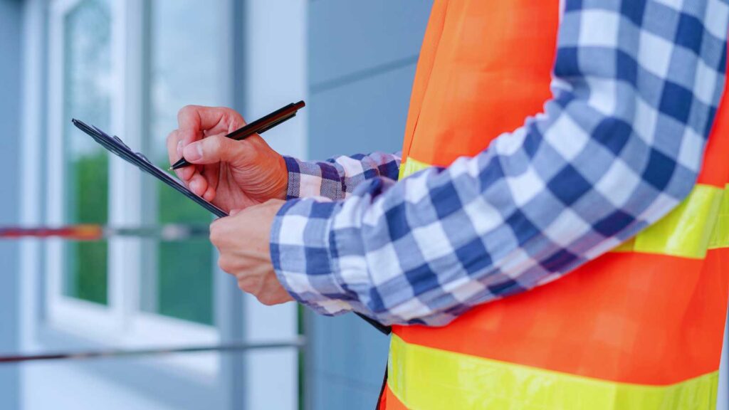 Fire safety professional conducting proactive fire inspections in a commercial setting.