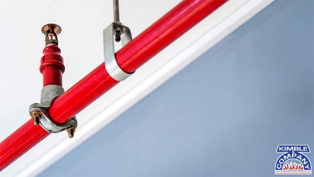 Detailed view of ceiling fire sprinkler system installed during the fire sprinkler installation process.