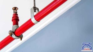 Detailed view of ceiling fire sprinkler system installed during the fire sprinkler installation process.