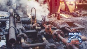 Corroded fire protection system pipes with visible steam